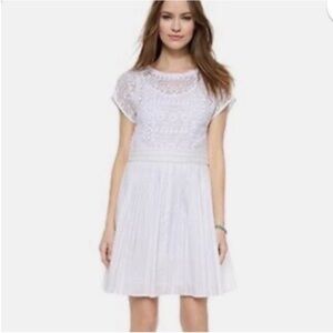 Madewell White Lace Pleated Dress